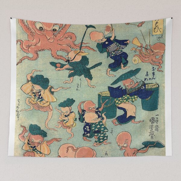 Item preview, Vintage Japanese Ukiyo-e Octopus Fight Art designed and sold by jeangodeman.
