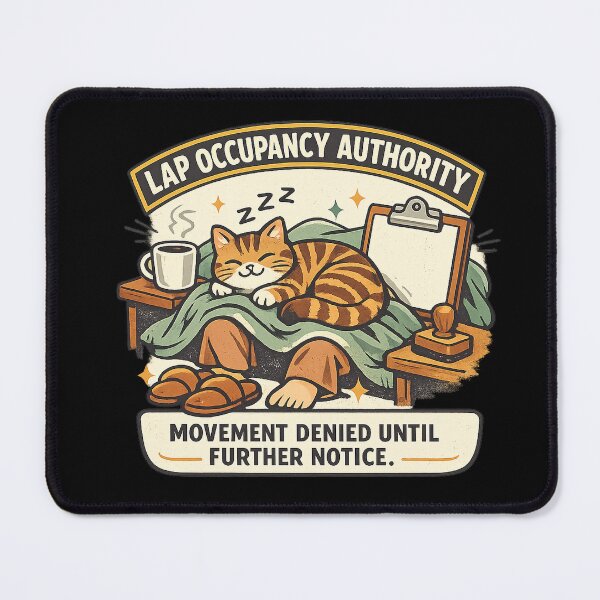 Item preview, Lap Occupancy Authority – Funny Sleeping Cat on Lap designed and sold by Concrete Coffee Studio.