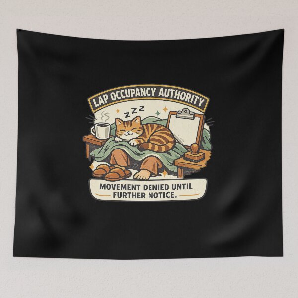 Item preview, Lap Occupancy Authority – Funny Sleeping Cat on Lap designed and sold by Concrete Coffee Studio.