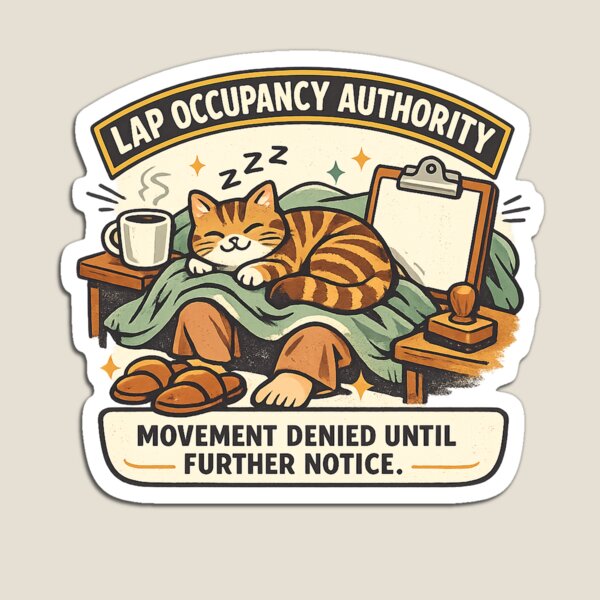Item preview, Lap Occupancy Authority – Funny Sleeping Cat on Lap designed and sold by Concrete Coffee Studio.