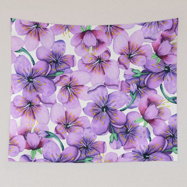 Item preview, Lilac Purple Fairy Tale Floral Pattern on White designed and sold by DEC02.