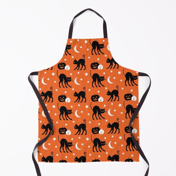 Item preview, Cute Black Cat Halloween Pattern | Orange Spooky Seamless Print | Pumpkins, Moon & Bats Design designed and sold by RJACreative.