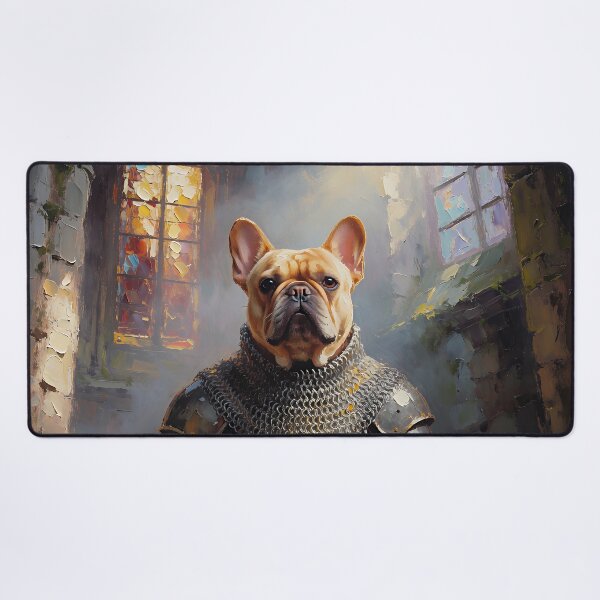 Item preview, Medieval French Bulldog Knight in Gothic Cathedral Fantasy Portrait designed and sold by cr6zym1nd.