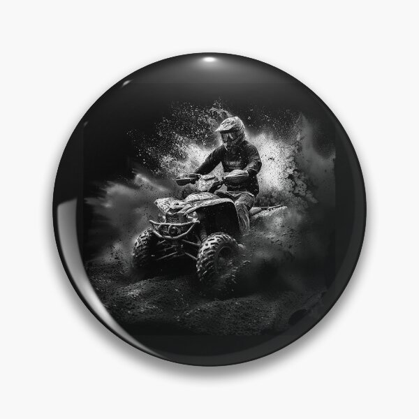 Item preview, ATV Rider in Mud – Black and White Off-Road Action Art designed and sold by inkoutninja.