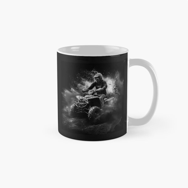 Item preview, ATV Rider in Mud – Black and White Off-Road Action Art designed and sold by inkoutninja.