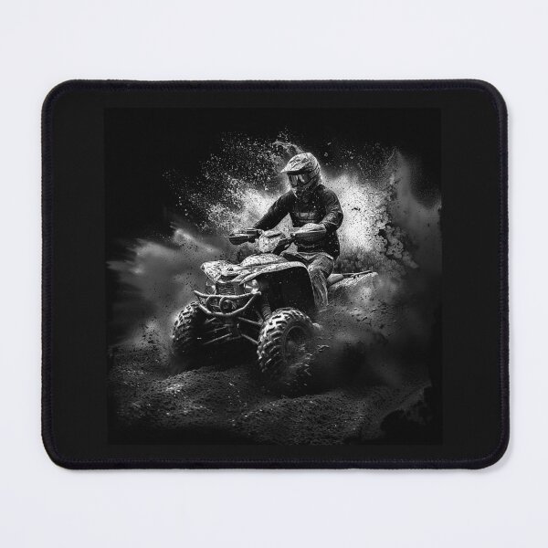 Item preview, ATV Rider in Mud – Black and White Off-Road Action Art designed and sold by inkoutninja.