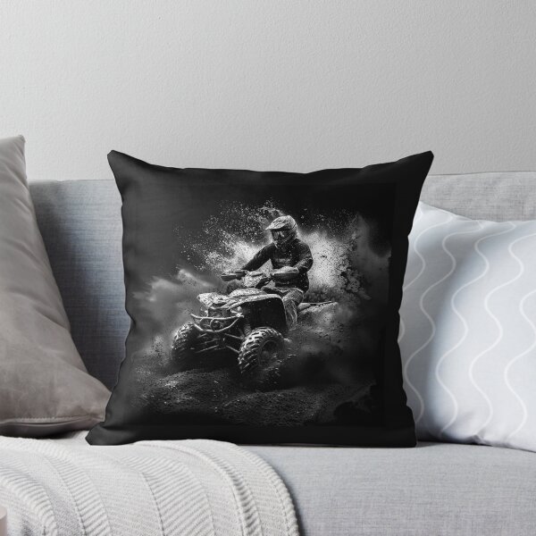 Item preview, ATV Rider in Mud – Black and White Off-Road Action Art designed and sold by inkoutninja.