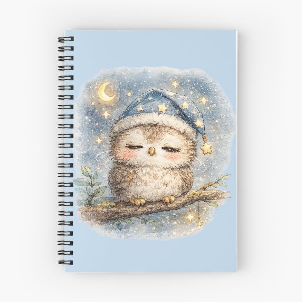 Item preview, Kawaii Baby Owl Night Watercolor Cute Sleepy Woodland Animal Illustration designed and sold by MagicMakerPh.