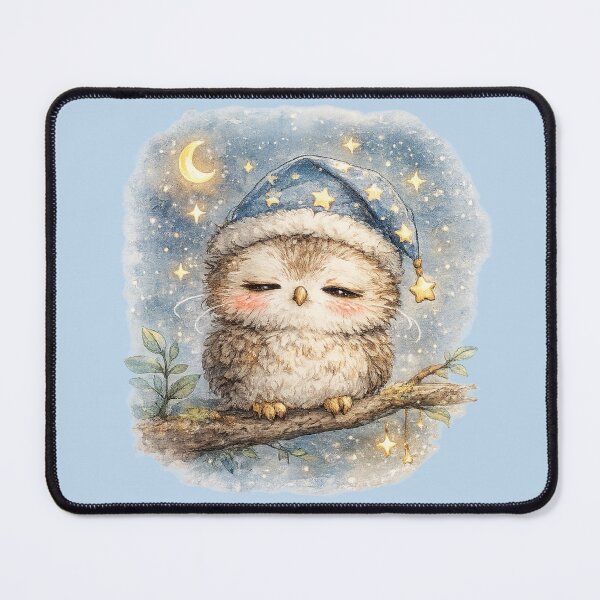 Item preview, Kawaii Baby Owl Night Watercolor Cute Sleepy Woodland Animal Illustration designed and sold by MagicMakerPh.