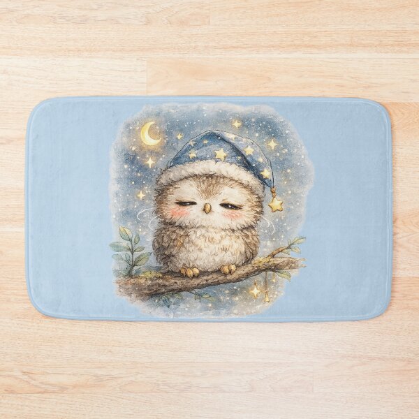 Item preview, Kawaii Baby Owl Night Watercolor Cute Sleepy Woodland Animal Illustration designed and sold by MagicMakerPh.