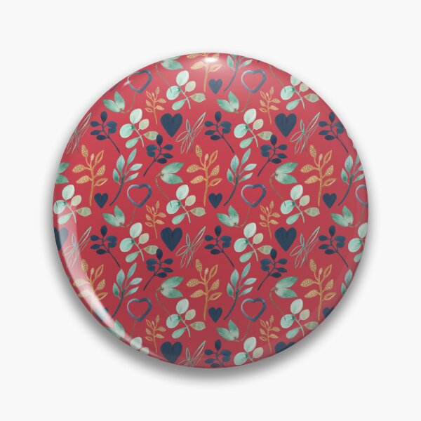 Item preview, Navy, Gold, Light Green Leaves on Red Background  designed and sold by TeeGeeTees.