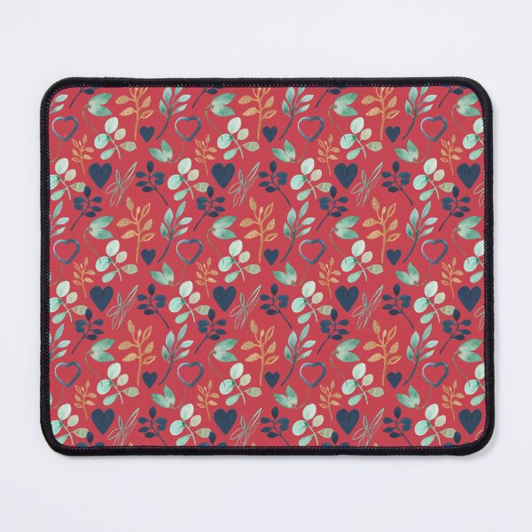 Item preview, Navy, Gold, Light Green Leaves on Red Background  designed and sold by TeeGeeTees.