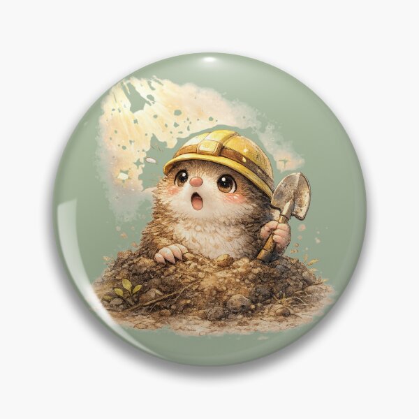 Item preview, Kawaii Mole Builder Watercolor Cute Chibi Woodland Animal Illustration designed and sold by MagicMakerPh.