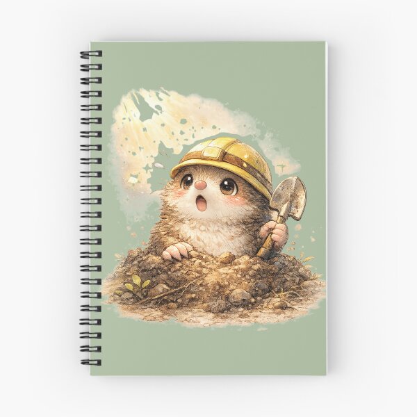 Item preview, Kawaii Mole Builder Watercolor Cute Chibi Woodland Animal Illustration designed and sold by MagicMakerPh.