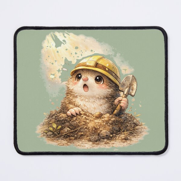 Item preview, Kawaii Mole Builder Watercolor Cute Chibi Woodland Animal Illustration designed and sold by MagicMakerPh.
