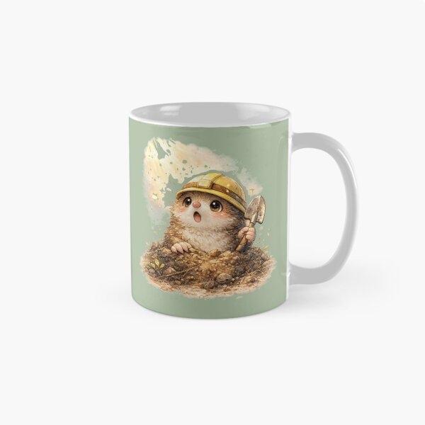 Item preview, Kawaii Mole Builder Watercolor Cute Chibi Woodland Animal Illustration designed and sold by MagicMakerPh.