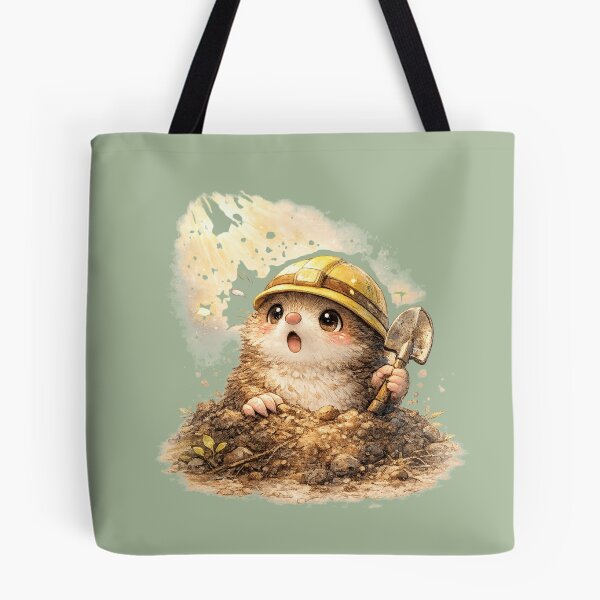 Item preview, Kawaii Mole Builder Watercolor Cute Chibi Woodland Animal Illustration designed and sold by MagicMakerPh.