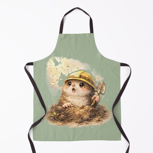 Item preview, Kawaii Mole Builder Watercolor Cute Chibi Woodland Animal Illustration designed and sold by MagicMakerPh.