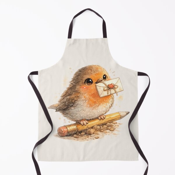 Artikelvorschau, Kawaii-Rotkehlchen mit Brief, Aquarell-Illustration eines niedlichen Vogels für Naturliebhaber entworfen und verkauft von MagicMakerPh.