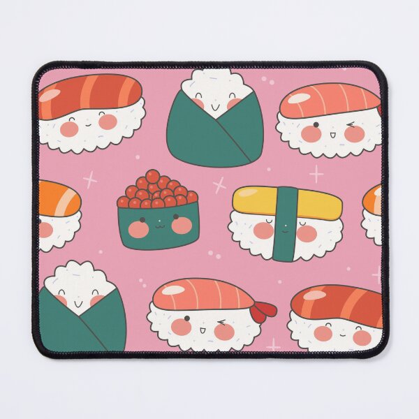 Item preview, Cute Kawaii Sushi Pattern | Adorable Japanese Food Seamless Print | Happy Sushi & Onigiri Design designed and sold by RJACreative.