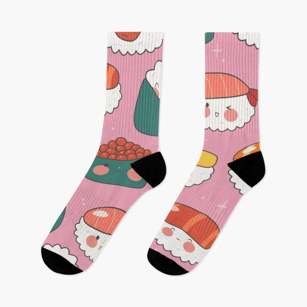 Item preview, Cute Kawaii Sushi Pattern | Adorable Japanese Food Seamless Print | Happy Sushi & Onigiri Design designed and sold by RJACreative.