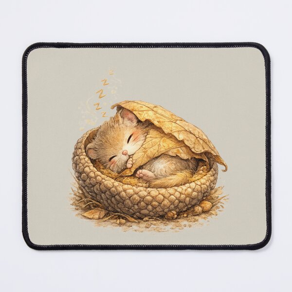 Item preview, Kawaii Dormouse Sleeping in Acorn Bed Watercolor Cute Woodland Animal Illustration designed and sold by MagicMakerPh.