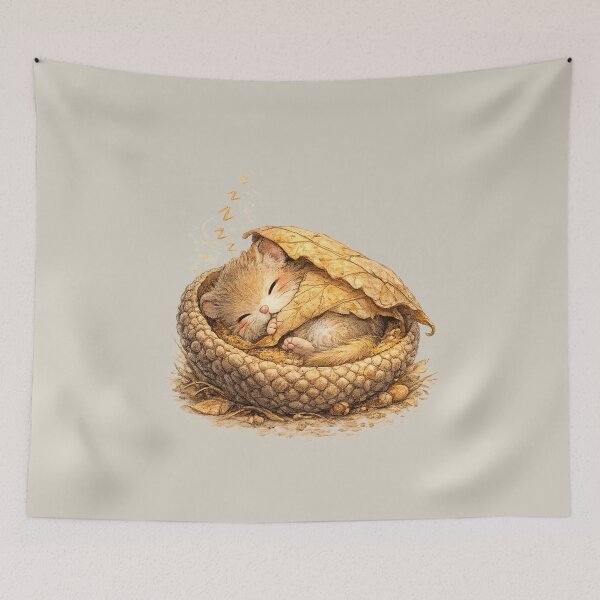 Item preview, Kawaii Dormouse Sleeping in Acorn Bed Watercolor Cute Woodland Animal Illustration designed and sold by MagicMakerPh.