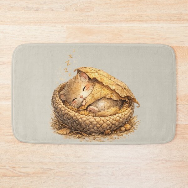 Item preview, Kawaii Dormouse Sleeping in Acorn Bed Watercolor Cute Woodland Animal Illustration designed and sold by MagicMakerPh.
