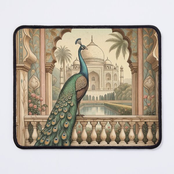 Item preview, Indian Peacock at the Taj Mahal | Mughal Palace Peacock Illustration | Vintage Indian Architecture | Lotus Garden Wall Art | Elegant Travel Decor | Heritage Gift designed and sold by RSDigitalPrintDesign.