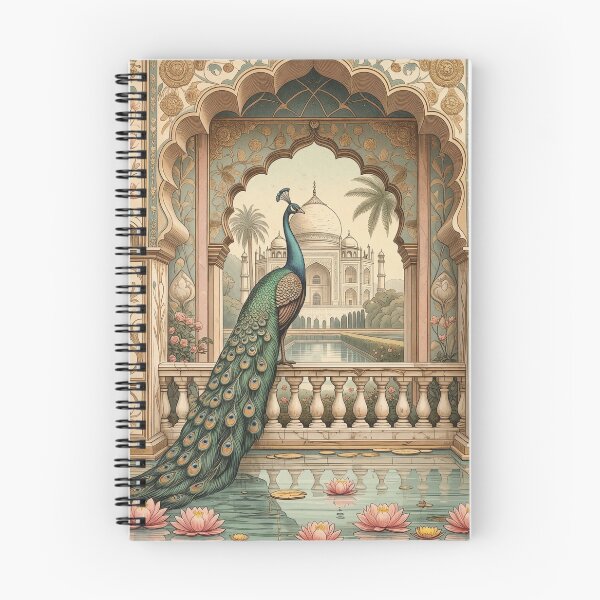 Item preview, Indian Peacock at the Taj Mahal | Mughal Palace Peacock Illustration | Vintage Indian Architecture | Lotus Garden Wall Art | Elegant Travel Decor | Heritage Gift designed and sold by RSDigitalPrintDesign.