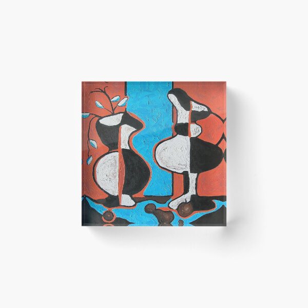 Item preview, Abstract Cubist Figures Red Blue Painting designed and sold by colinterrell.