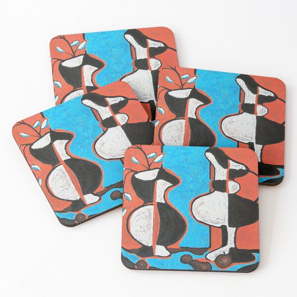 Item preview, Abstract Cubist Figures Red Blue Painting designed and sold by colinterrell.