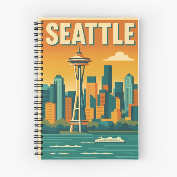 Item preview, Retro Pop Art Poster Illustration of Seattle | Bold Emerald City Print with Space Needle, Mount Rainier & Puget Sound Skyline | Vintage Pacific Northwest Wall Art Decor designed and sold by PaintedPixels01.