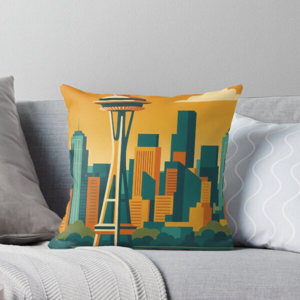 Item preview, Retro Pop Art Poster Illustration of Seattle | Bold Emerald City Print with Space Needle, Mount Rainier & Puget Sound Skyline | Vintage Pacific Northwest Wall Art Decor designed and sold by PaintedPixels01.
