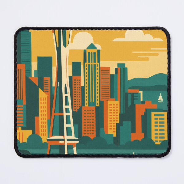 Item preview, Retro Pop Art Poster Illustration of Seattle | Bold Emerald City Print with Space Needle, Mount Rainier & Puget Sound Skyline | Vintage Pacific Northwest Wall Art Decor designed and sold by PaintedPixels01.