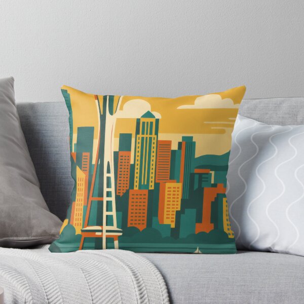 Item preview, Retro Pop Art Poster Illustration of Seattle | Bold Emerald City Print with Space Needle, Mount Rainier & Puget Sound Skyline | Vintage Pacific Northwest Wall Art Decor designed and sold by PaintedPixels01.