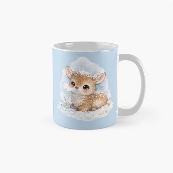 Item preview, Kawaii Woodland Deer in Snow Watercolor Cute Winter Forest Animal Illustration designed and sold by MagicMakerPh.