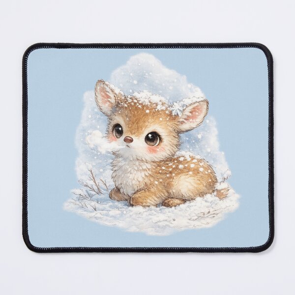 Item preview, Kawaii Woodland Deer in Snow Watercolor Cute Winter Forest Animal Illustration designed and sold by MagicMakerPh.
