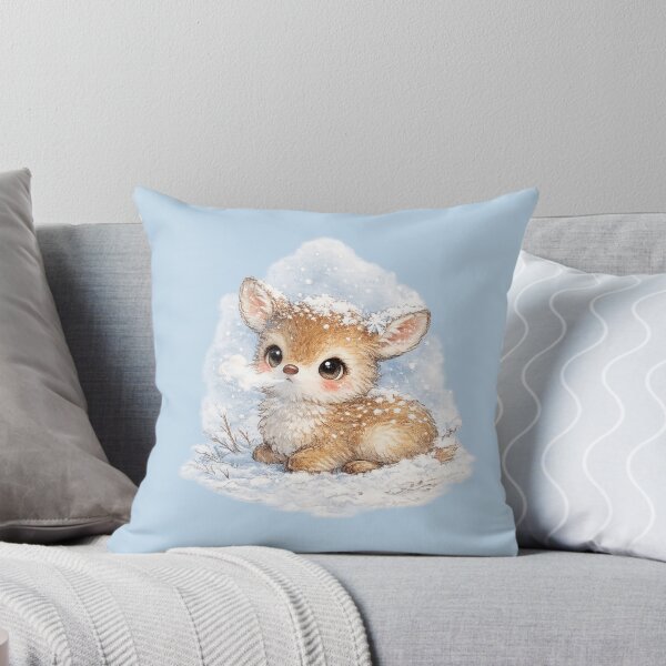 Artikelvorschau, Kawaii Waldhirsch im Schnee Aquarell Niedliche Winterwaldtier-Illustration entworfen und verkauft von MagicMakerPh.