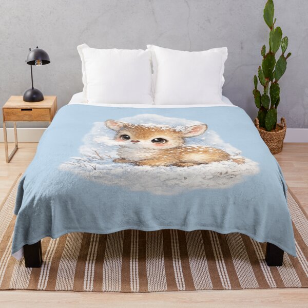 Item preview, Kawaii Woodland Deer in Snow Watercolor Cute Winter Forest Animal Illustration designed and sold by MagicMakerPh.