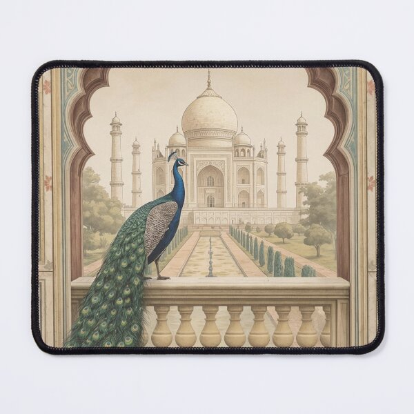 Item preview, Mughal Luxury Decor | Indian Peacock at the Taj Mahal | Regal Palace Illustration | Vintage Heritage Wall Art | Elegant Lotus Garden Print | Royal Indian Gift designed and sold by RSDigitalPrintDesign.