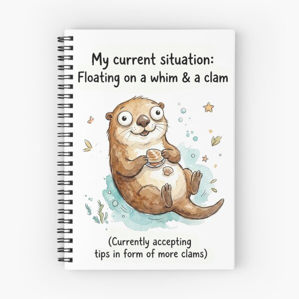 Item preview, Funny Otter Meme - Floating On A Whim And A Clam Cartoon designed and sold by DreamyBrushArt.