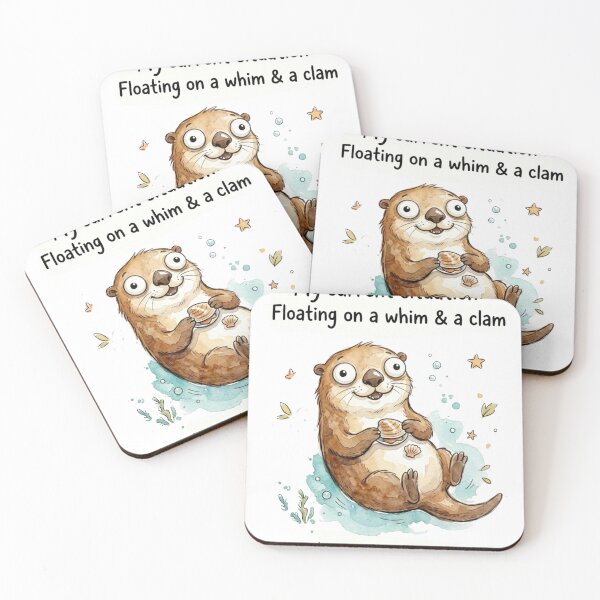 Item preview, Funny Otter Meme - Floating On A Whim And A Clam Cartoon designed and sold by DreamyBrushArt.