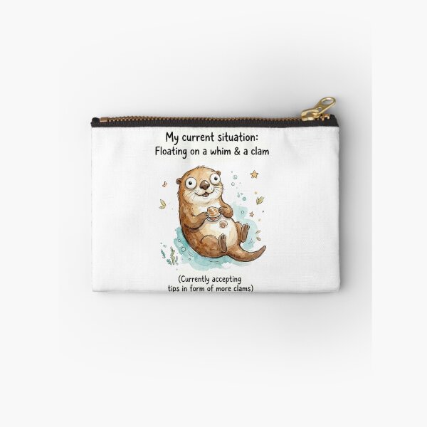 Item preview, Funny Otter Meme - Floating On A Whim And A Clam Cartoon designed and sold by DreamyBrushArt.