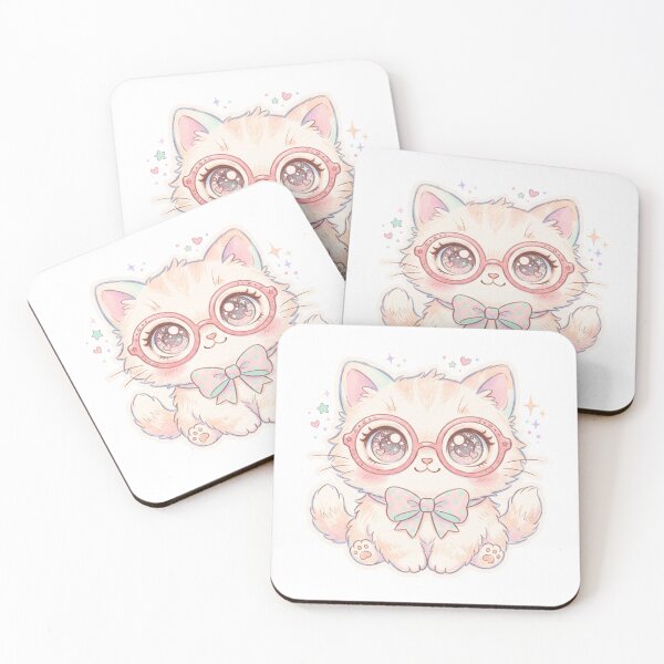 Item preview, Cute Pastel Kitten with Glasses Sticker designed and sold by dulcemaribella.