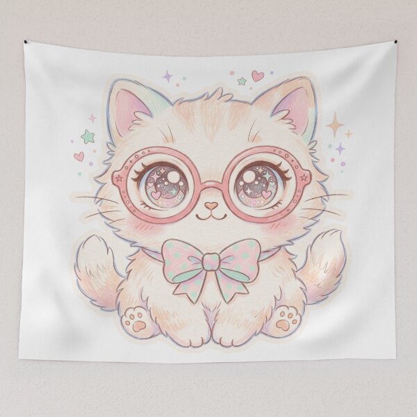 Item preview, Cute Pastel Kitten with Glasses Sticker designed and sold by dulcemaribella.