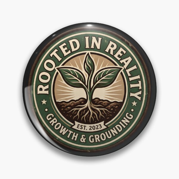 Item preview, Rooted In Reality Growth Grounding Badge designed and sold by SplashTastic.