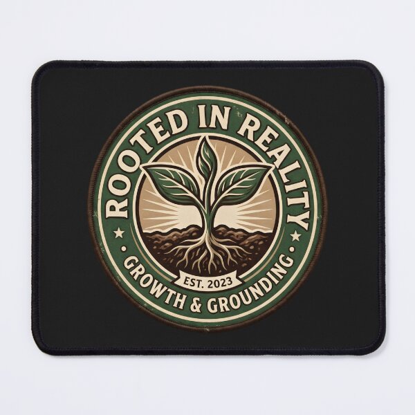 Item preview, Rooted In Reality Growth Grounding Badge designed and sold by SplashTastic.