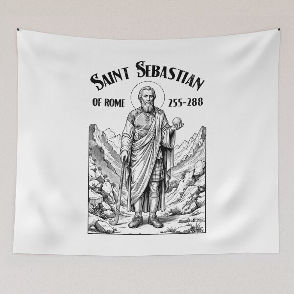 Item preview, Field Hockey Player Vintage Patron Saint Sebastian designed and sold by GrandeDuc.