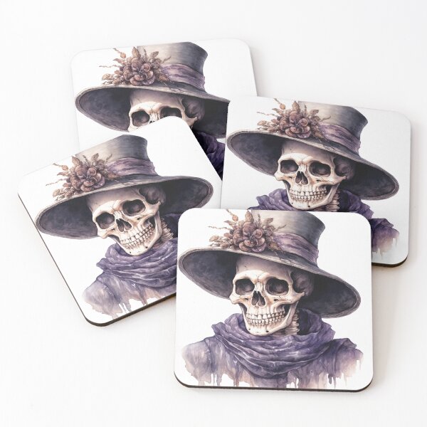 Item preview, Gothic Watercolor Skull in Vintage Victorian Floral Hat Art designed and sold by KLSRAJ.